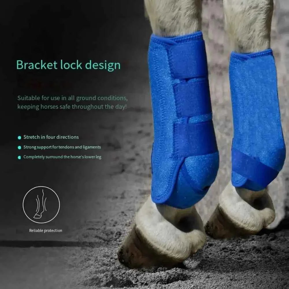 Horse Leg Wraps & Boots — Set of 4, Adjustable Neoprene Support