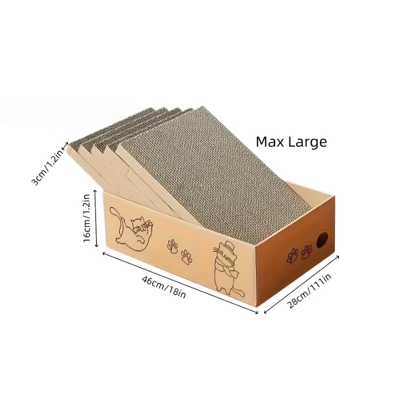 5-Pack Corrugated Cardboard Cat Scratch Boards — Double-Sided, Wear-Resistant Scratching Pads