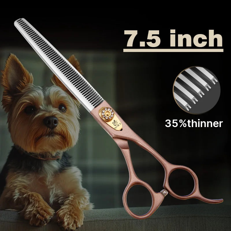 Fenice 7.5" Professional Pet Thinning Scissors — JP440C Steel, 35% Thinning Rate
