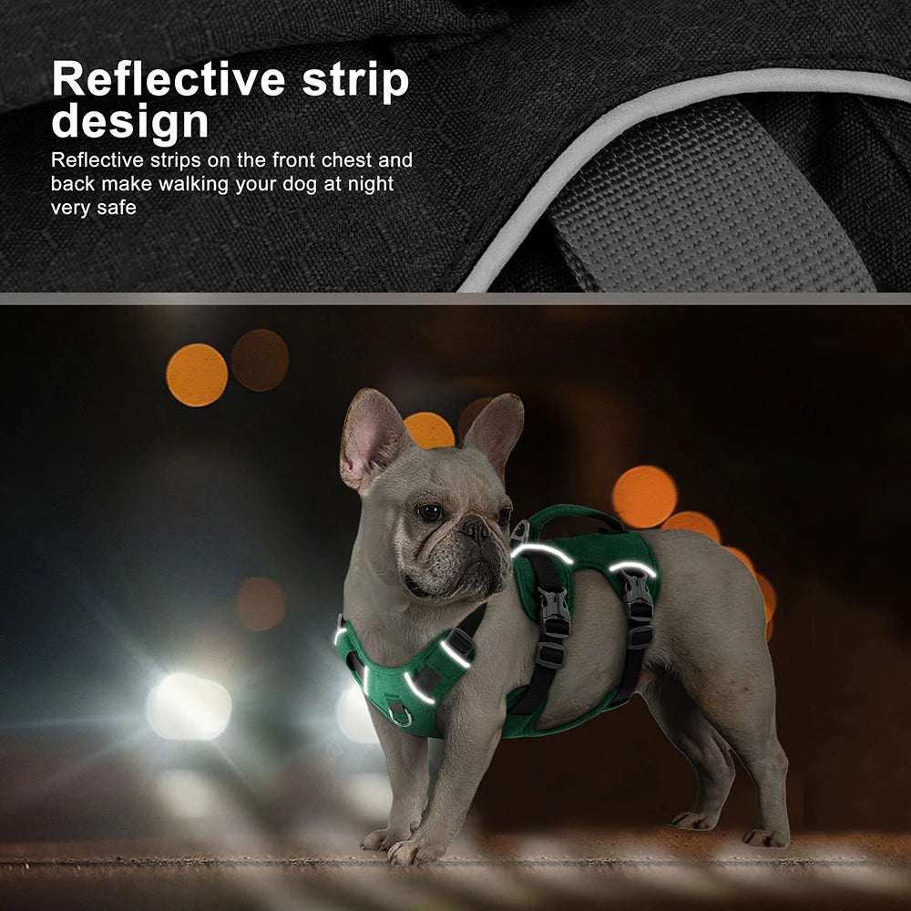 Escape-Proof Reflective Dog Harness with Handle — Adjustable Nylon for Small, Medium & Large Dogs