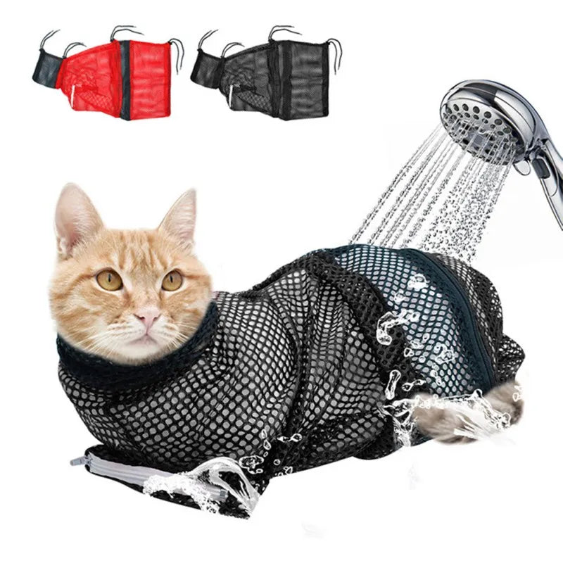 Cat Bathing & Grooming Shower Bag — Anti-Scratch, Adjustable Restraint