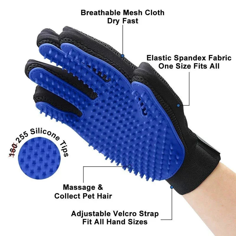 Silicone Pet Grooming Gloves for Dogs & Cats — Gentle Massage & Deshedding