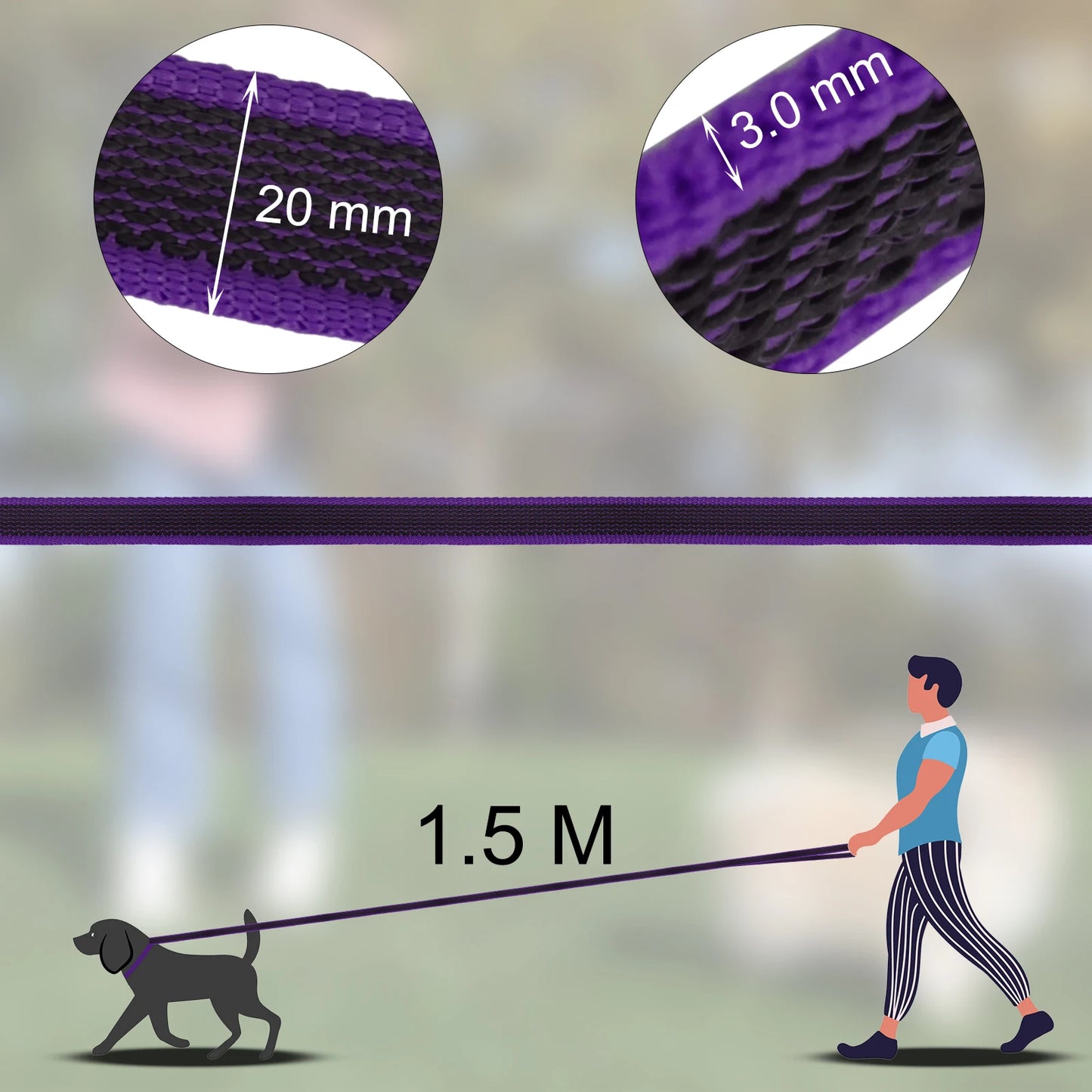 Long Dog Leash — 1.5m, 2m, 3m, 5m, 10m & 15m Options for Small, Medium & Large Dogs