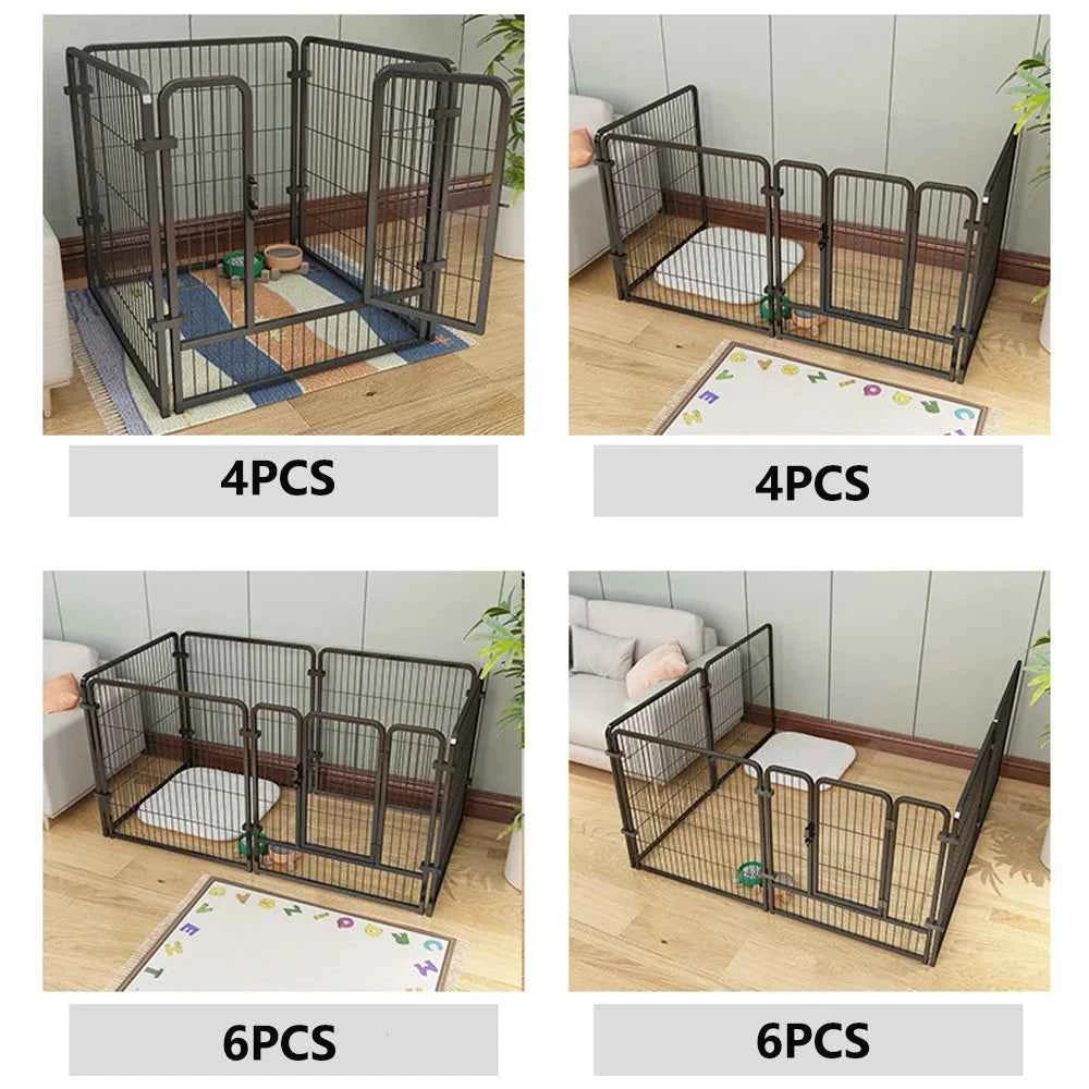 Heavy Duty Pet Playpen — 4 or 6 Foldable Stainless Steel Panels for Dogs, Cats & Rabbits