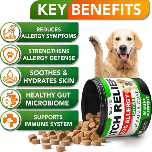 Dog Itch Relief & Allergy Chews — Immune Support, Gut Health & Skin & Ear Itching Relief