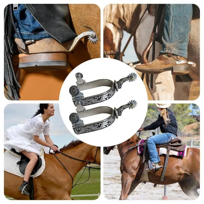Western Cowboy Riding Spurs — Classic Roping Spurs with Gear for Boots