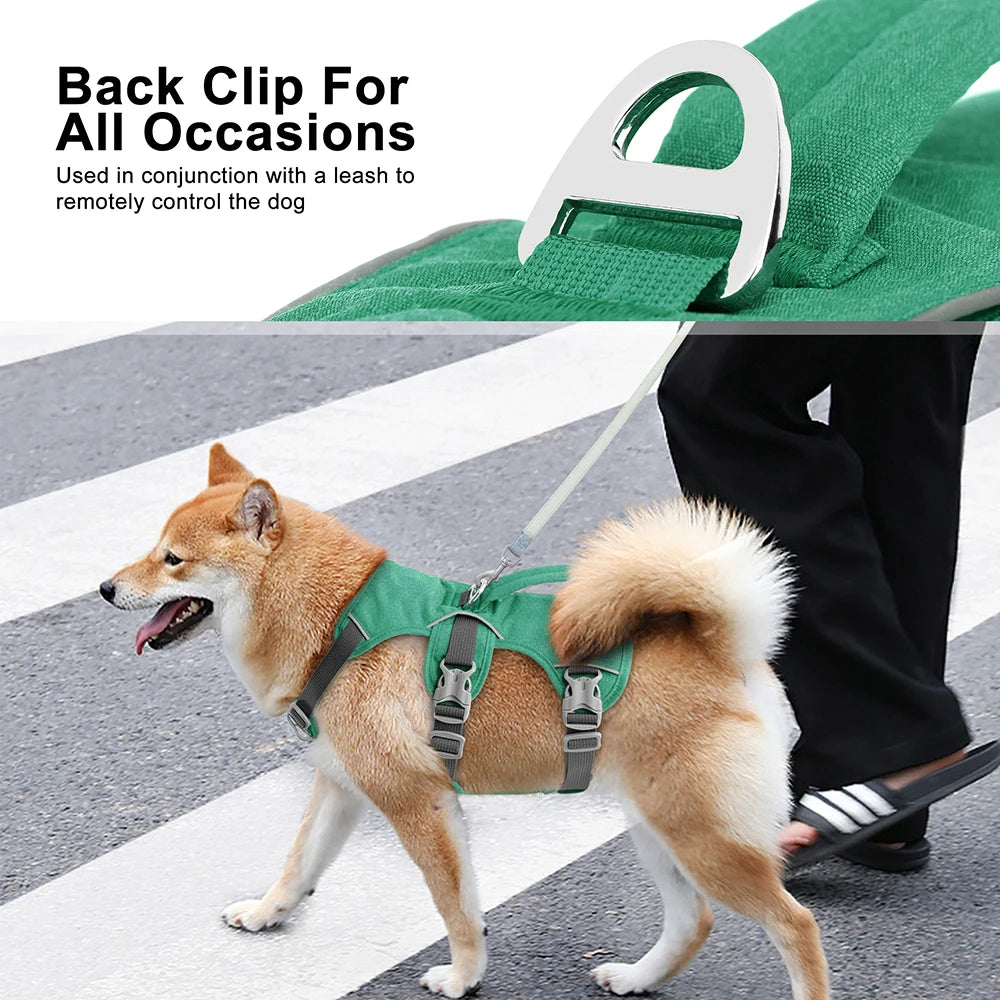 Escape-Proof Reflective Dog Harness with Handle — Adjustable Nylon for Small, Medium & Large Dogs