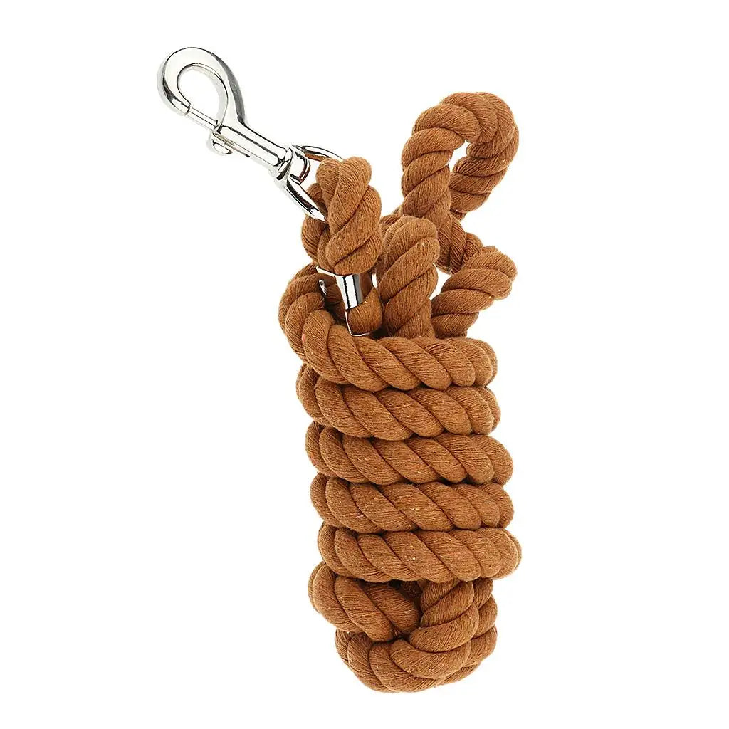 20mm Extra Thick Cotton Horse Lead Rope — Braided, 2.5m with Brass Snap