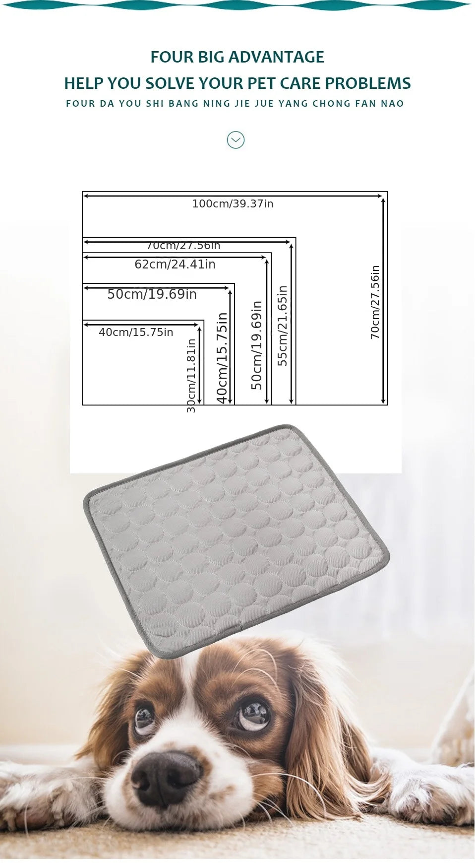 Extra Large Dog & Cat Cooling Mat — Self-Cooling Ice Pad for Big Dogs