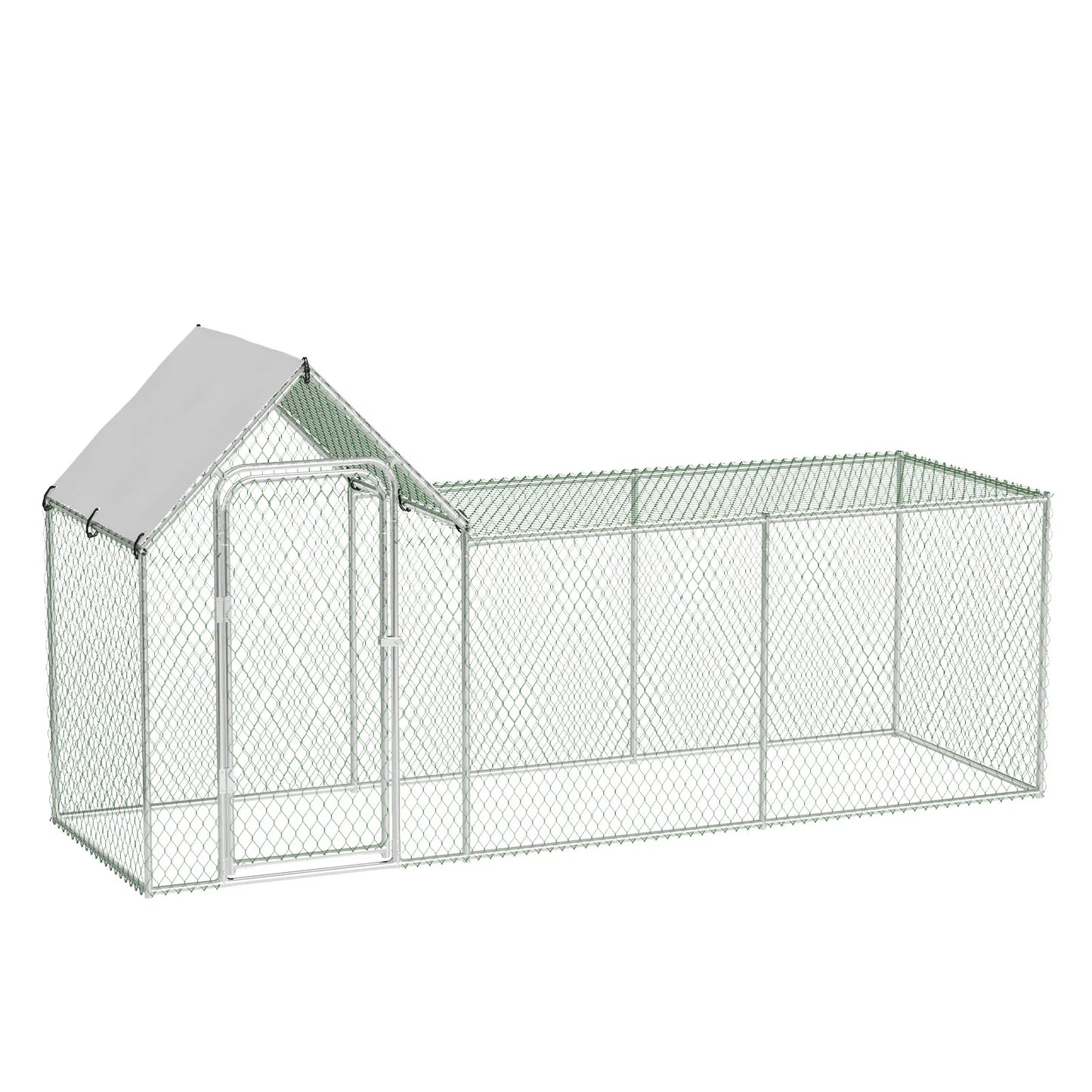 Walk-In Metal Chicken Coop with Waterproof Cover — 10x3.3x5 Ft | Outdoor Backyard & Farm Poultry Cage