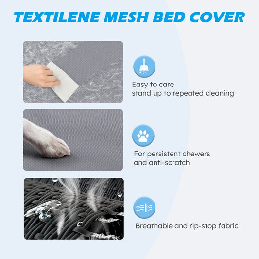 Elevated Metal Frame Dog Bed — Cooling, Chew-Proof, Breathable Mesh with Attachable Top