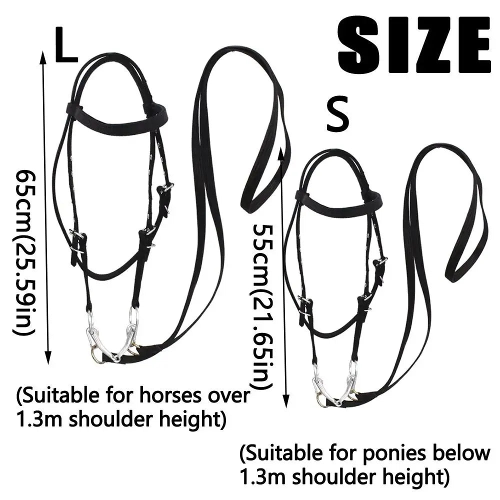 Heavy Duty Horse Bridle with Headband — Adjustable, 3 Colors