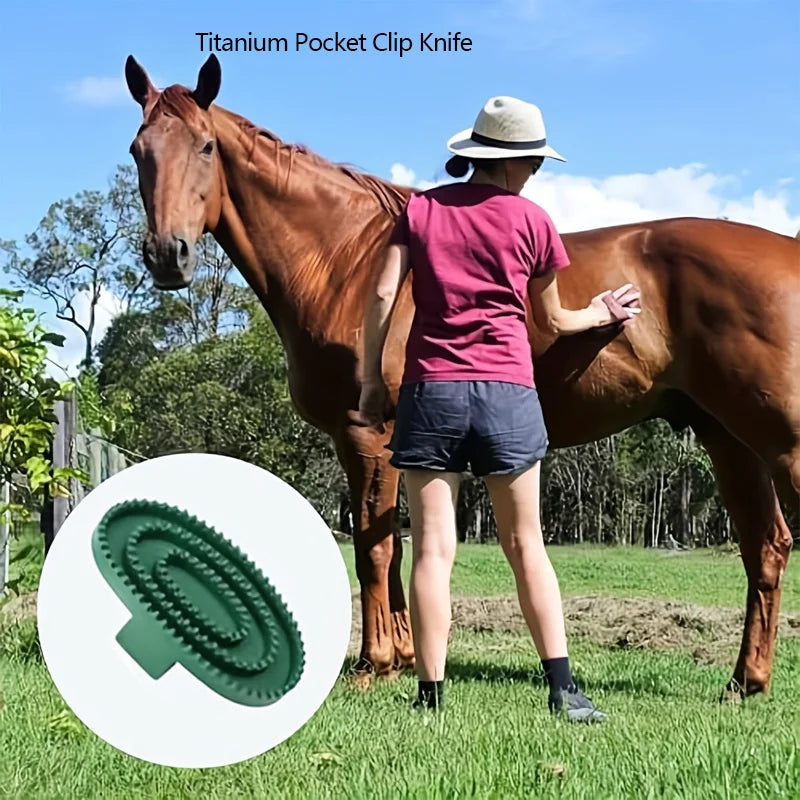 Rubber Massage & Cleaning Brush for Horses — Detangling & Bathing Tool
