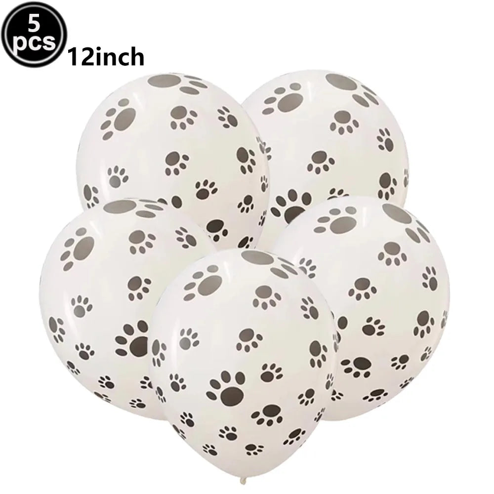 Dog Birthday Party Balloons — 12" Latex Puppy Print, Pack of 12