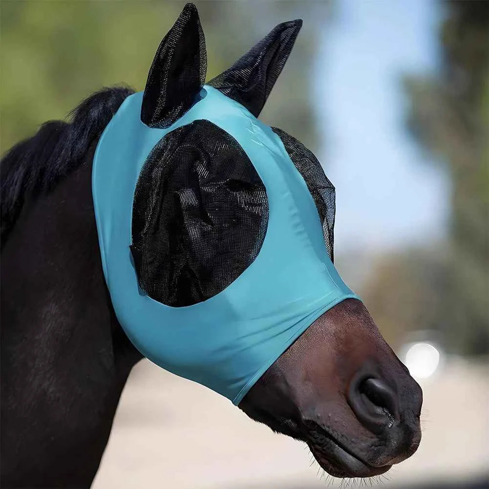 Horse Fly Mask — Stretchy Knitted Mesh, Eye & Ear Protection