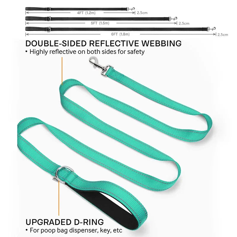 Reflective Night Safety Lead Strap for Dogs & Cats — Multiple Lengths & Colors