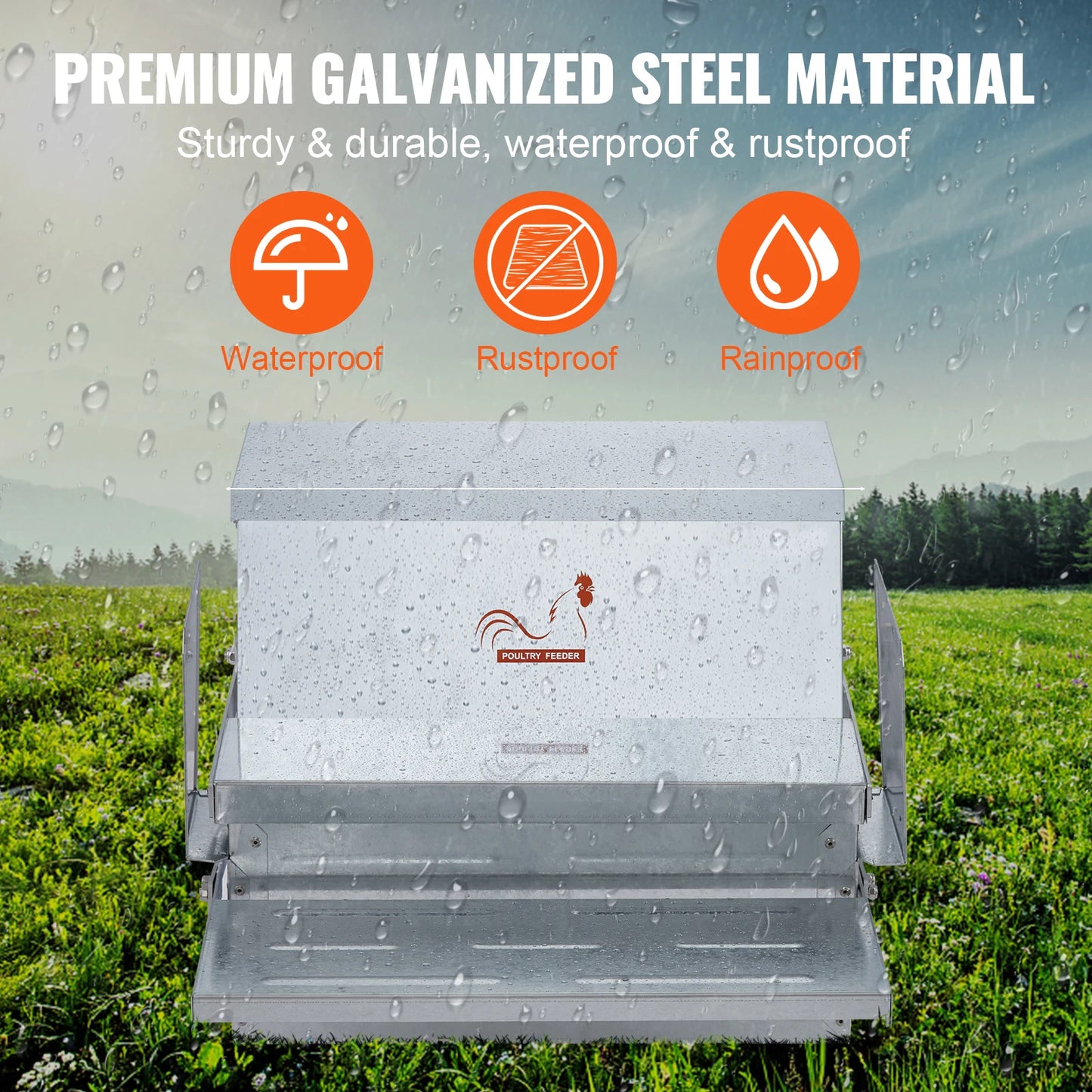 Automatic Poultry Feeder — 25 lbs Galvanized Steel | Feeds 6 to 36 Chickens | Up to 11 Days