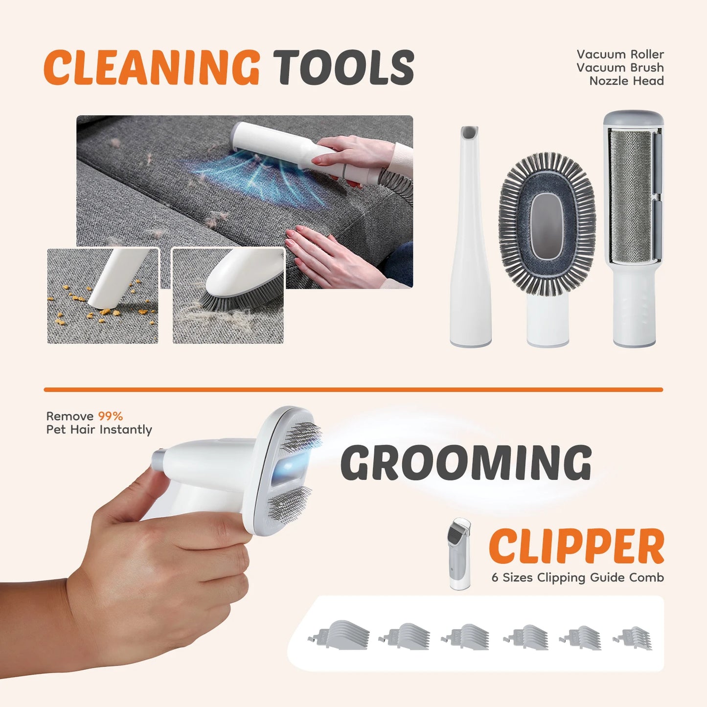 2.5L Pet Grooming Vacuum Kit — Suction Groomer for Dogs & Cats