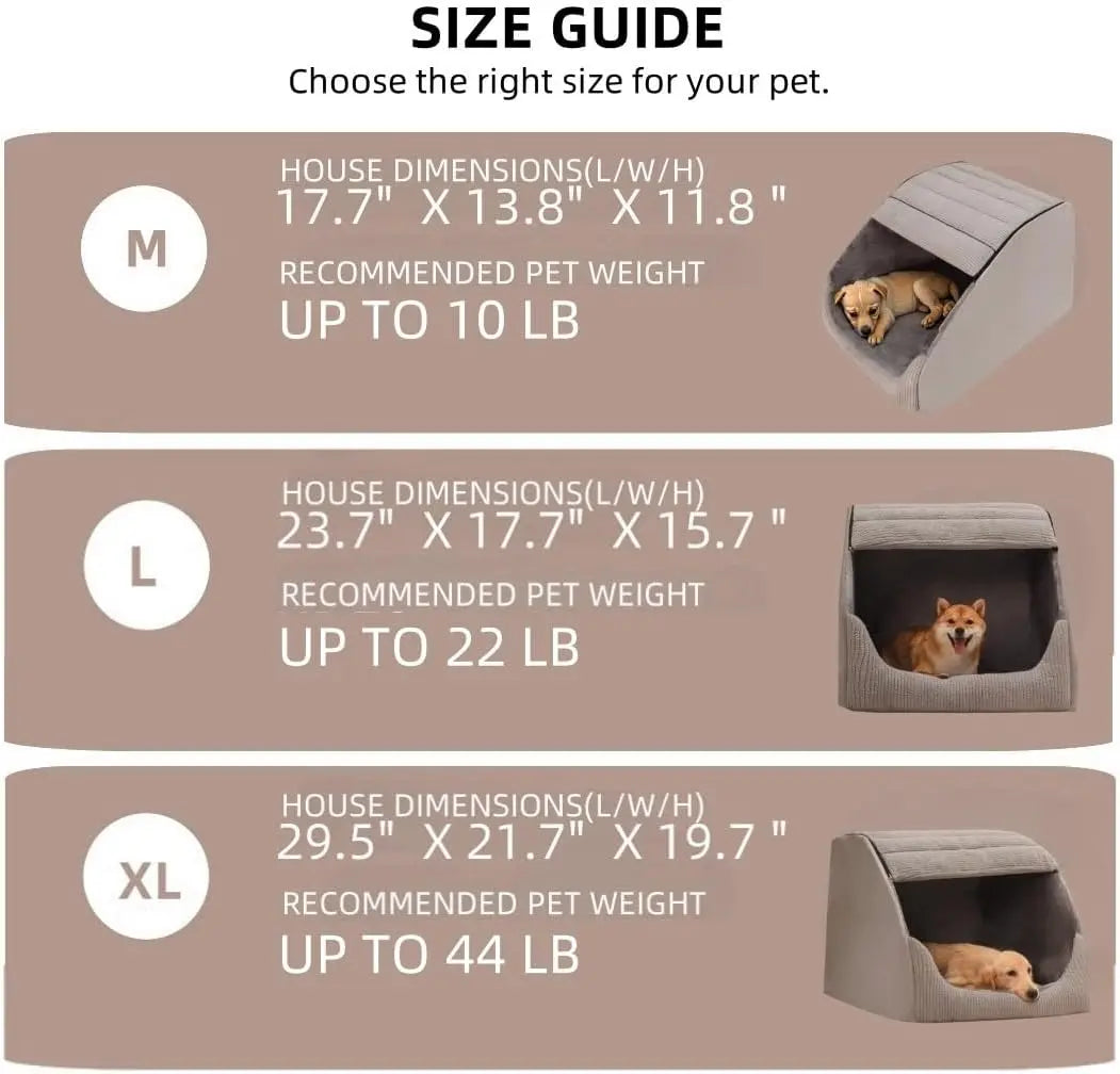 Extra Large Dog Bed Cave House — 30D Memory Sponge, Plush Indoor, Non-Slip Bottom