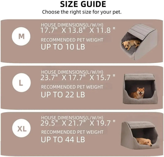 Extra Large Dog Bed Cave House — 30D Memory Sponge, Plush Indoor, Non-Slip Bottom