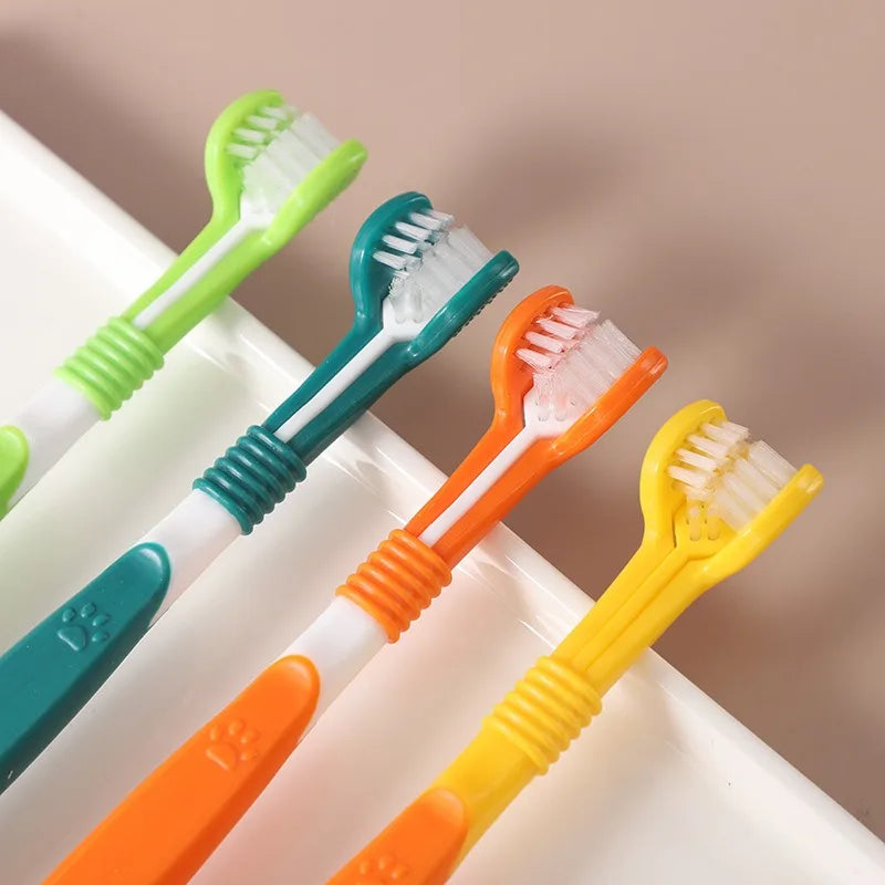 3-Sided Dog & Cat Toothbrush — Removes Bad Breath & Tartar