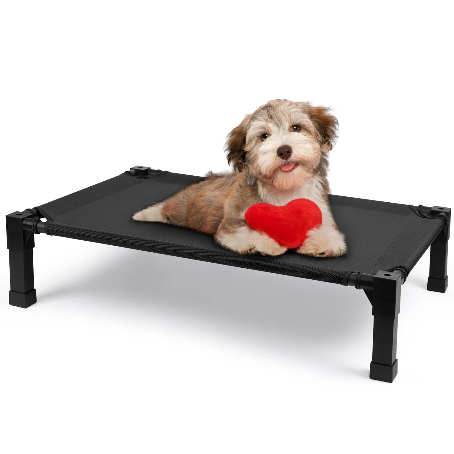 Elevated Metal Frame Dog Bed — Cooling, Chew-Proof, Breathable Mesh with Attachable Top
