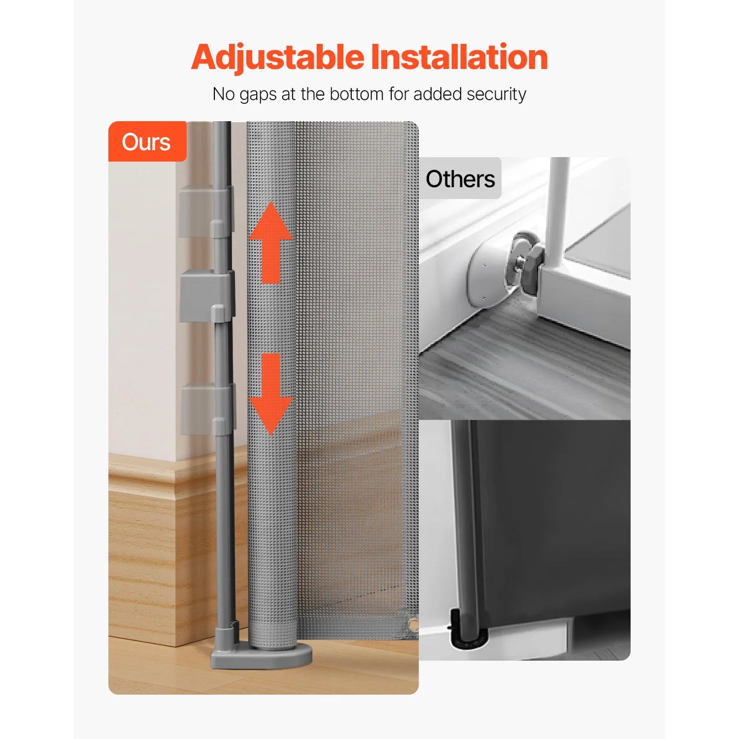 Retractable Pet Gate — Extends 55” to 110” Wide, 34” Tall, Easy to Install