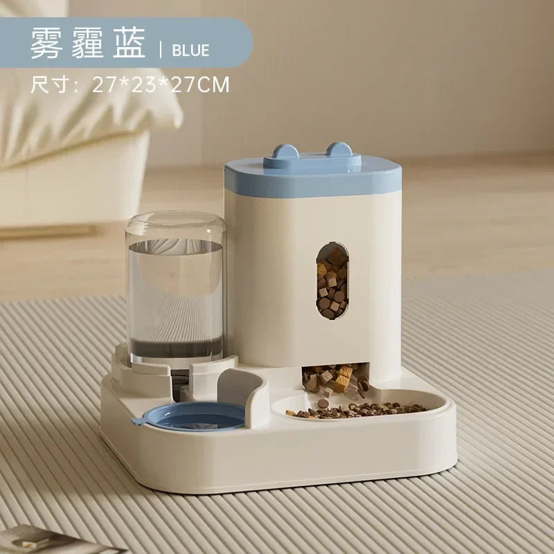 Gravity-Fed Automatic Pet Feeder & Water Fountain — Large Capacity, No Power Needed