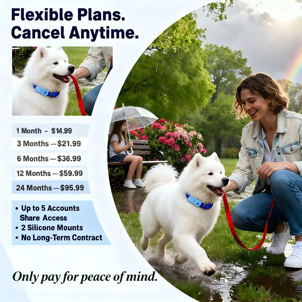 GPS Pet Tracker for Dogs & Cats — 4G LTE, Unlimited Distance, IP67 Waterproof