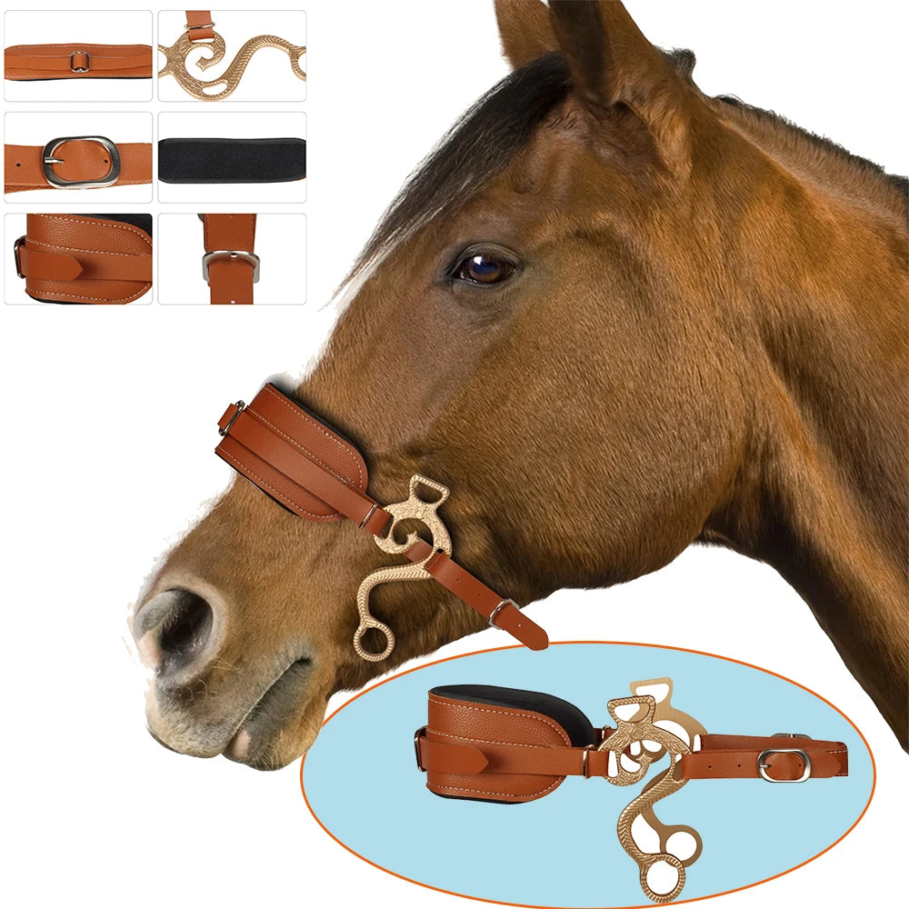 Horse Hackamore Bridle — Leather, Padded Nose, Curb Chain, English & Western