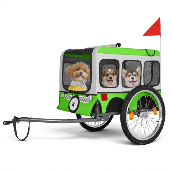 Folding Dog Bike Trailer — Lightweight Portable Pet Carrier with 20" Wheels & Steel Frame