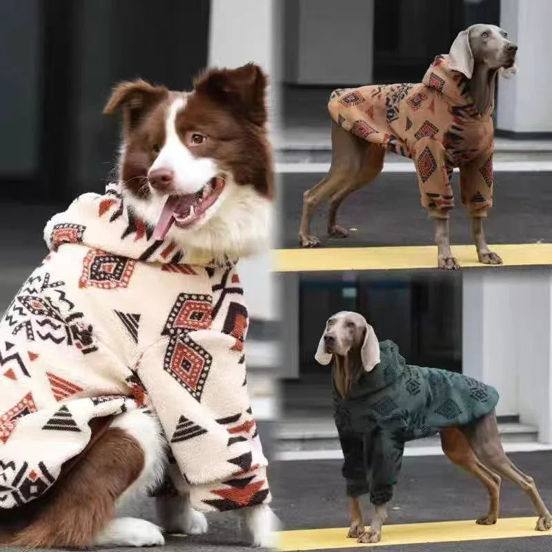 Hooded Dog Hoodie — Warm Fleece Coat for Medium & Large Dogs
