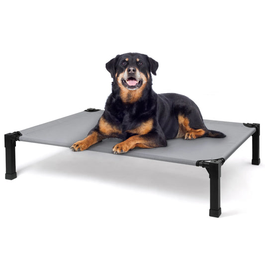Elevated Metal Frame Dog Bed — Cooling, Chew-Proof, Breathable Mesh with Attachable Top