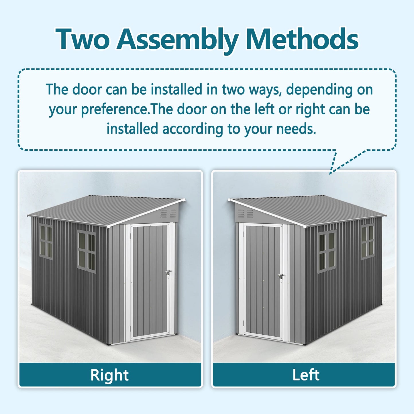 4x10 FT Galvanized Steel Outdoor Storage Shed — Weatherproof, Lockable, with Sloping Roof & Window
