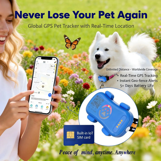GPS Pet Tracker for Dogs & Cats — 4G LTE, Unlimited Distance, IP67 Waterproof