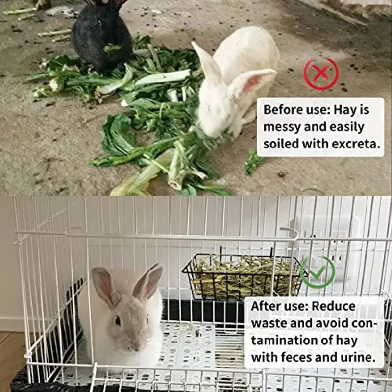 Metal Hay Rack Feeder for Rabbit, Guinea Pig & Bunny Cages — Multi-Function | 23x10x7.5cm