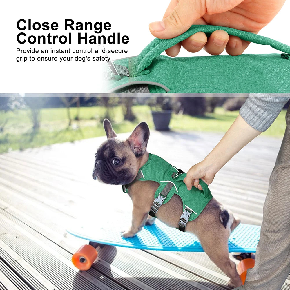 Escape-Proof Reflective Dog Harness with Handle — Adjustable Nylon for Small, Medium & Large Dogs