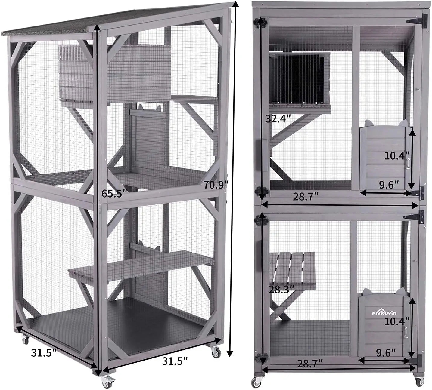 Indoor & Outdoor Cattery — Wooden Fir & PVC Cat Enclosure