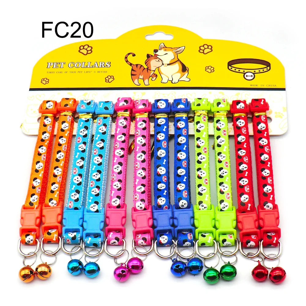 12-Pack Mix Color Dog & Cat Buckle Collars — Wholesale Anti-Lost Set