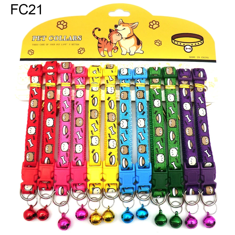 12-Pack Mix Color Dog & Cat Buckle Collars — Wholesale Anti-Lost Set