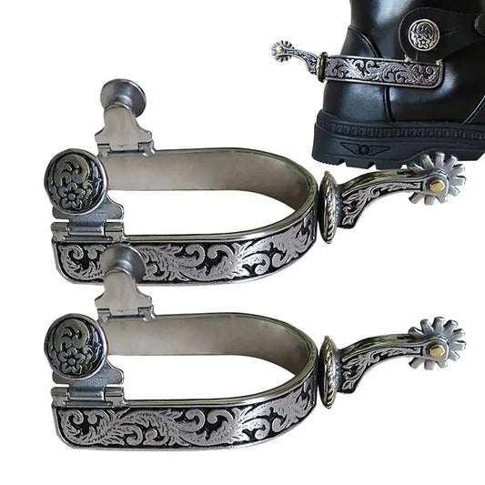 Western Cowboy Riding Spurs — Classic Roping Spurs with Gear for Boots