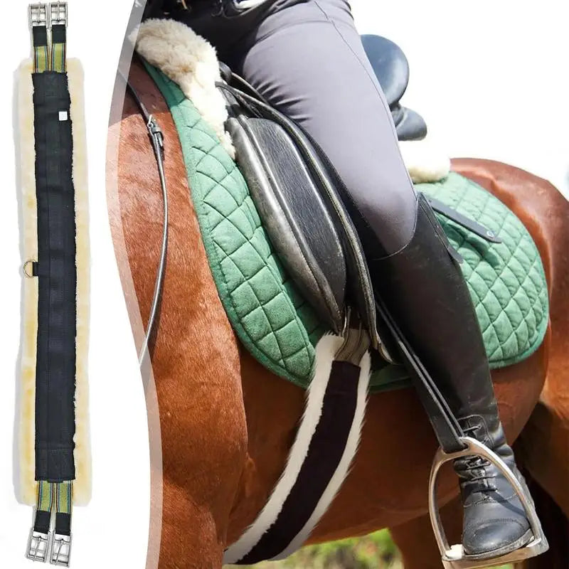 Horse Fleece Cinch — Elastic, Breathable English Saddle Girth with Stainless Steel Rings