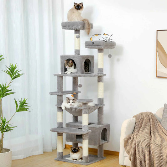 Large Cat Tree and Tower for Indoor Cats With Sisal-Covered Scratching Posts Spacious Hammock Padded Perches and Condos Cat Toys