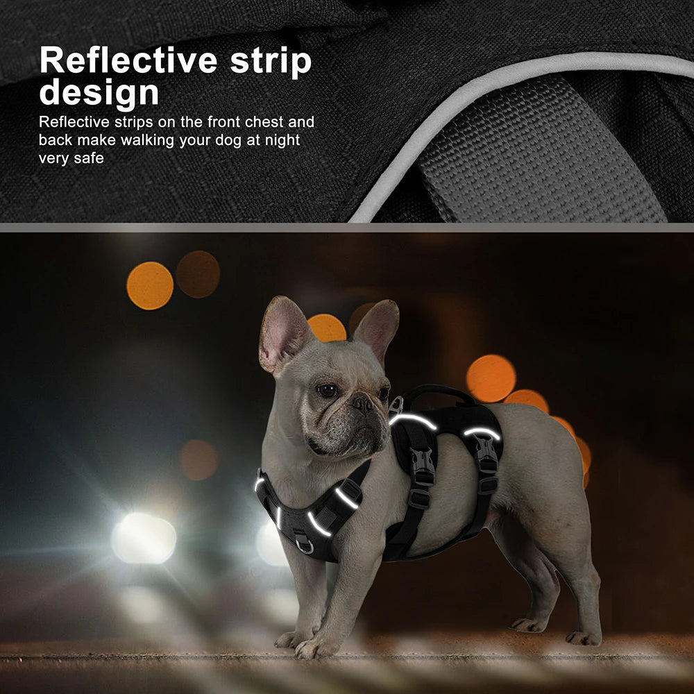 Escape-Proof Reflective Dog Harness with Handle — Adjustable Nylon for Small, Medium & Large Dogs