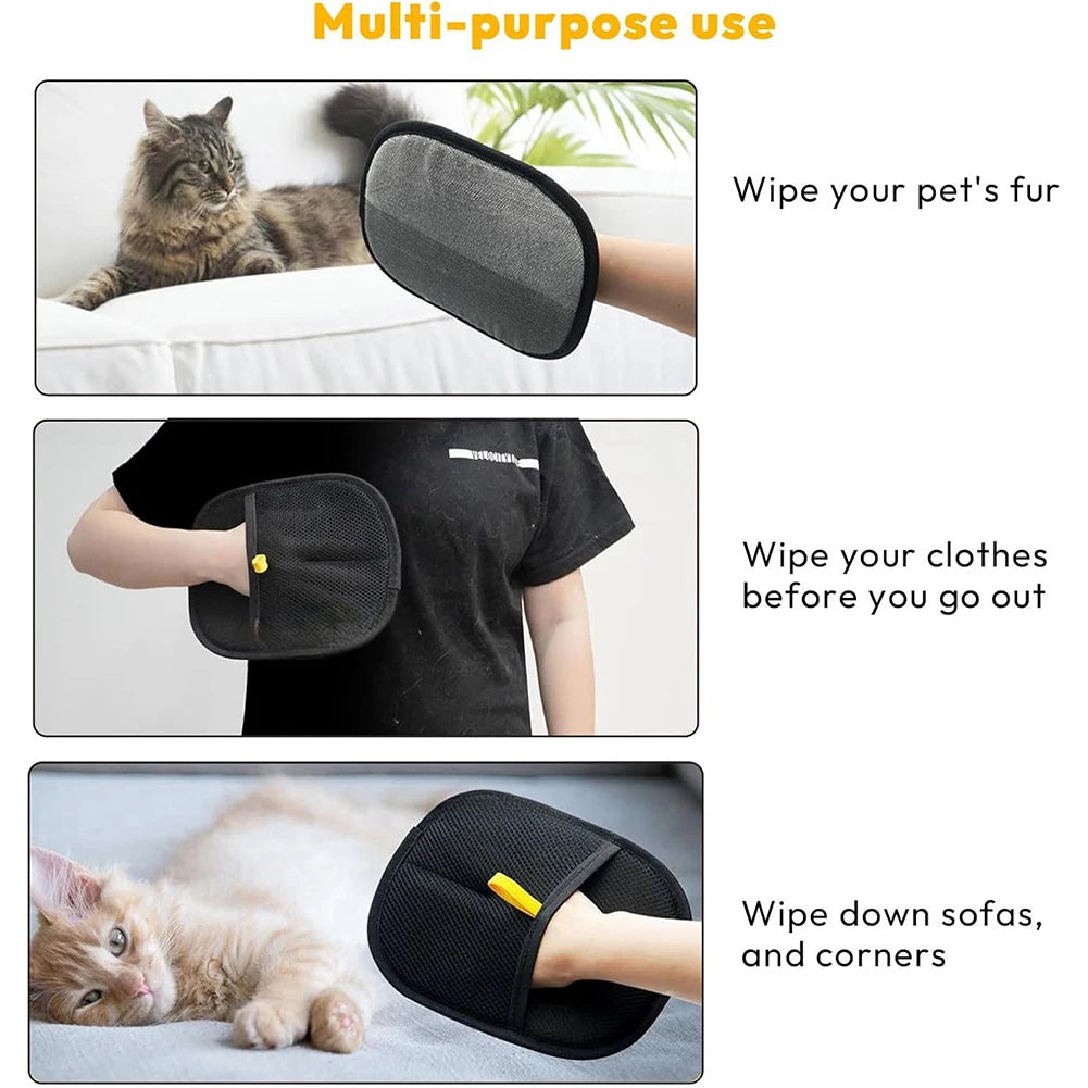 Double-Sided Cloth Pet Hair Remover Mitt — Washable Deshedding Glove for Dogs, Cats & Rabbits