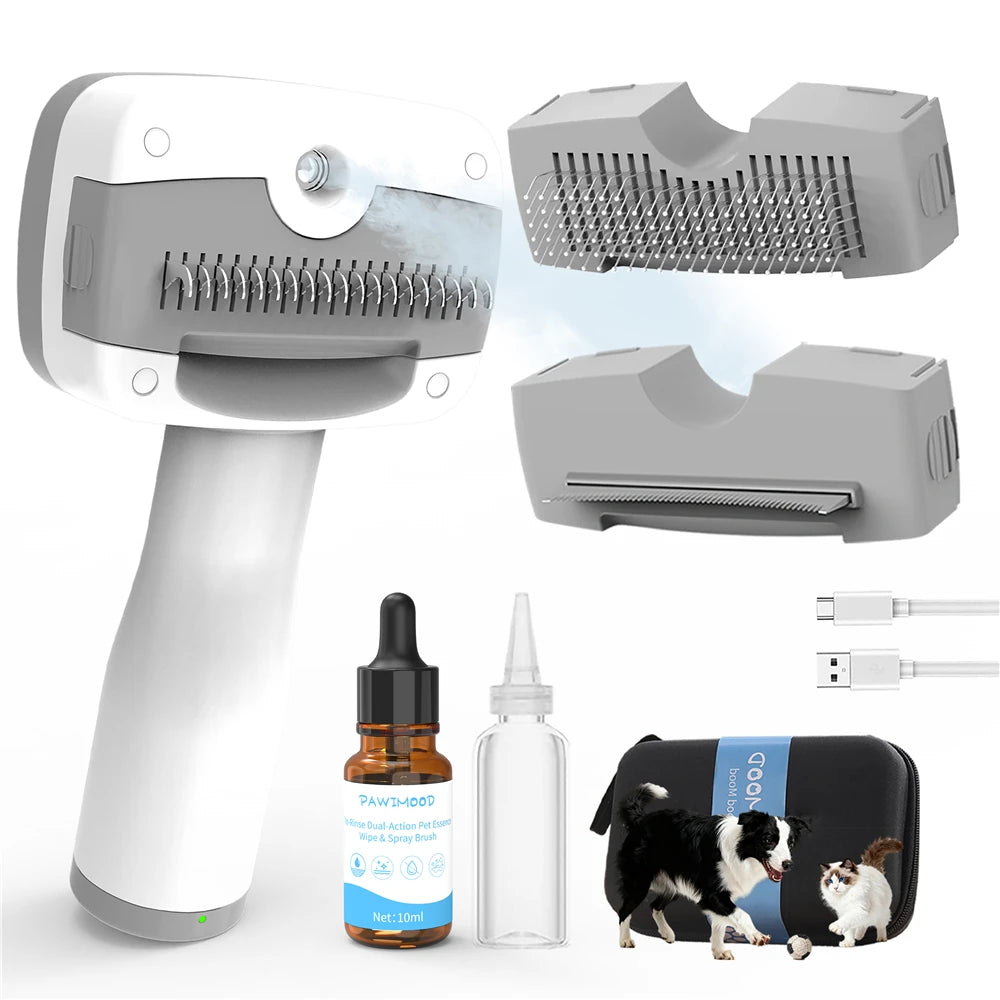 3-in-1 Pet Steamer Brush — Dematting & Deshedding Tool for Dogs & Cats