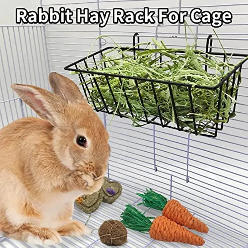 Metal Hay Rack Feeder for Rabbit, Guinea Pig & Bunny Cages — Multi-Function | 23x10x7.5cm
