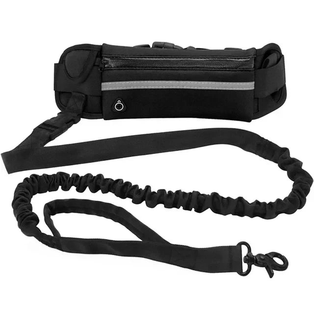 Hands-Free Dog Leash with Waist Bag — Reflective, Retractable, Elastic Belt