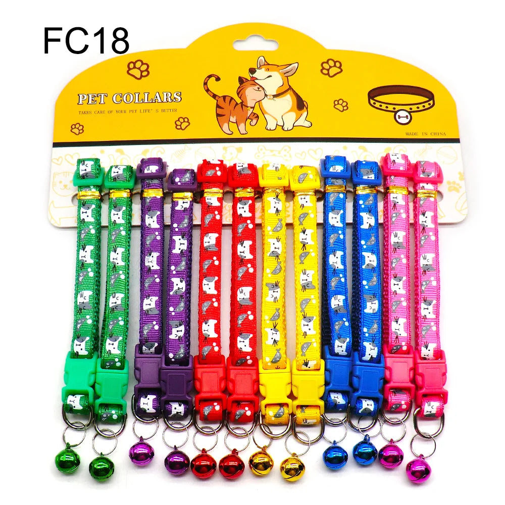 12-Pack Mix Color Dog & Cat Buckle Collars — Wholesale Anti-Lost Set