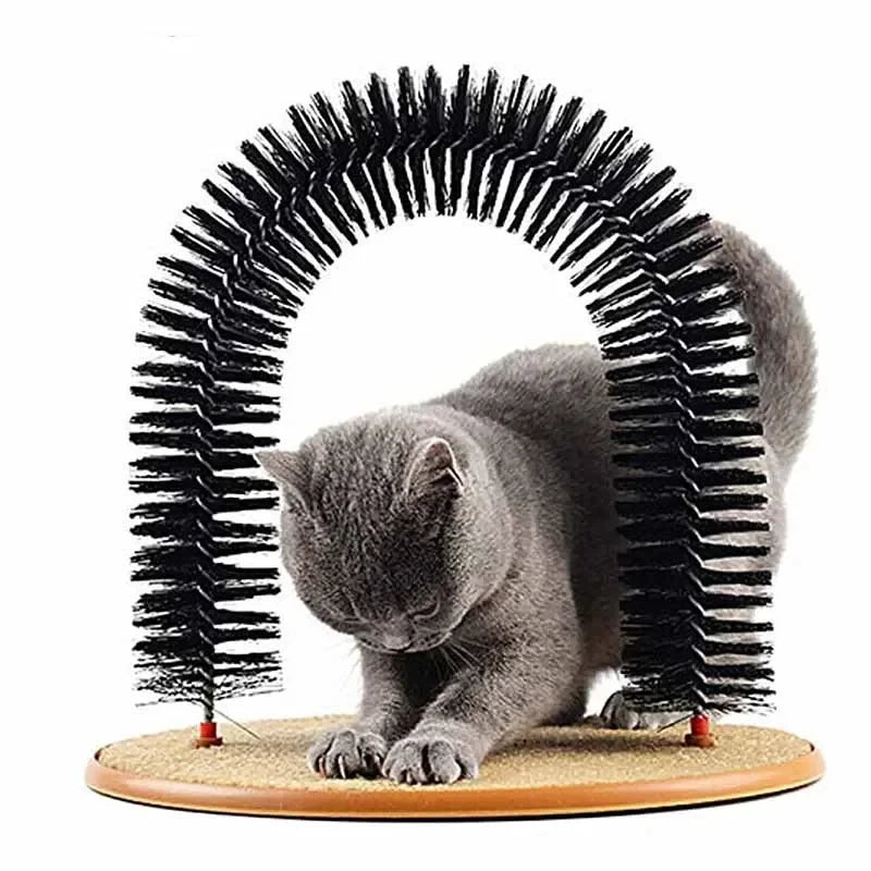 Cat Self-Grooming Arch Toy — Wooden Rubbing Brush for Cats